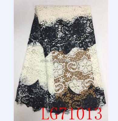 China New Design LG71013 Multi Viable Black With White Color Lace High Quality Guipure Cord Lace Chemical Trim for sale