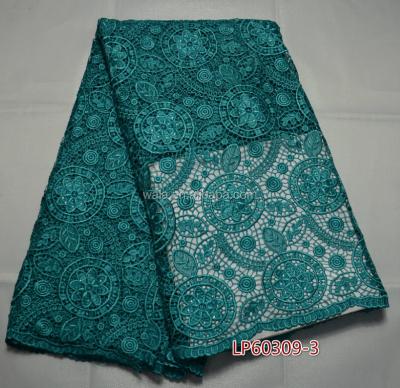 China LP60309-3-teal rhinestone african swiss lace fabrics viable design beautiful style wholesale for sale