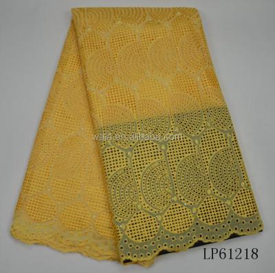 China LP61218- (5) New Design Sustainable Pure Yellow Color 100% Dry Cotton Lace Fabric For Man And Lady for sale