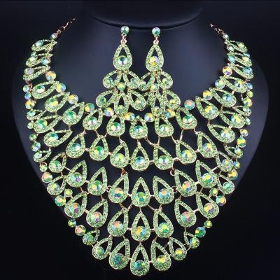 China Earring Necklace Fashion Jewelry/New Fashion DJ70226- Set High Quality Crystal Rhinestone Flower Party Women's Necklace Accessories for sale