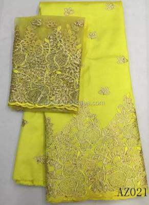 China Plain Yellow Raw Silk Fabric African Georges Style AZ021- (1) For Party And Wedding Dress for sale