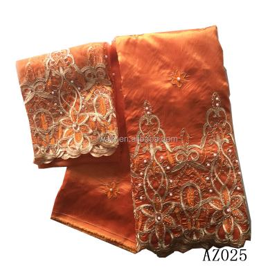 China High Quality Plain AZ025 George Matching Bluose / Indian Raw Silk Embroidery Georges With Beads For Garment for sale