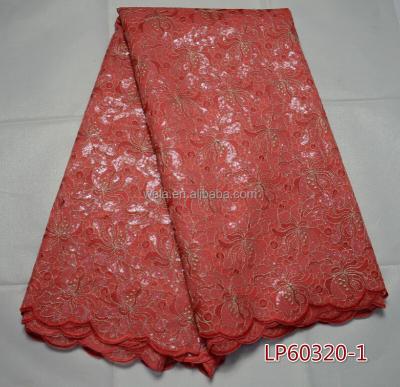 China LP60320-1 Sustainable Swiss Double Organza Lace Swiss Peach Embroidered Lace For Women for sale