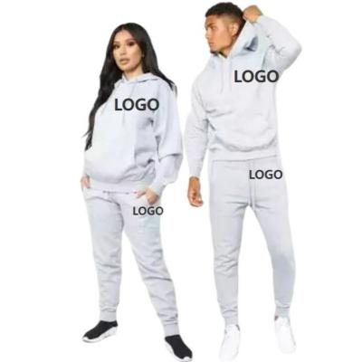 China High Quality Custom Viable Logo Two Piece Suits Solid Color Tracksuit Hoodie Simple Men Shear Sweatsuit Sets for sale