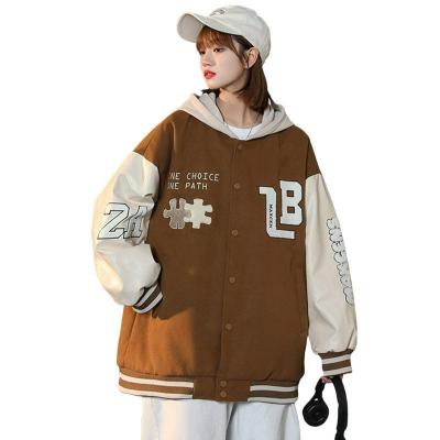 China 2022 Vintage Viable Women's Oversized Hoodie Jacket Vasity Jacket Spring Baseball Woolen Jacket With Towel Embroidery for sale