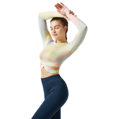 China QUICK DRY ultralight tie dyed yoga training top suit long sleeve sports running long sleeve crop top ropa deportiva mujer for sale