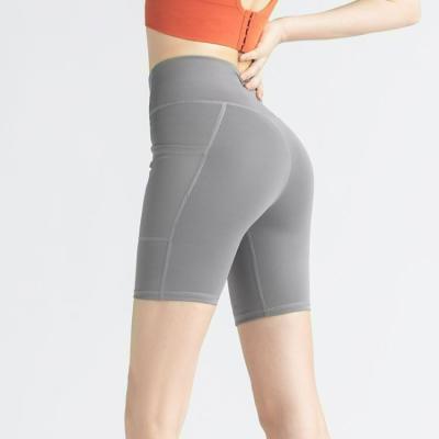 China Women High Waist QUICK DRY Shorts Quick Dry Fitness Running Shorts With Pocket Gym Compression Yoga Fitness Training Shorts Biker Tightly for sale