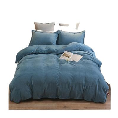 China Nondisposable Single Style Milk Wool Polyester Fabric 100% Pillowcase Coverlet And Quilt Cover Set Set for sale