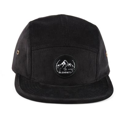 China JOINT Custom Flat Brim Patch Embroidery Wholesale Corduroy 5 Panel Camper Hat for sale