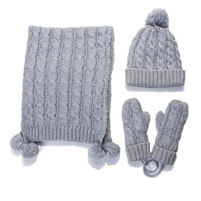 China COMMON Gray Cashmere Wool Beanie Hats Women Ladies And Mens Team Logo Set Winter Set Attached Scarves With Hat for sale