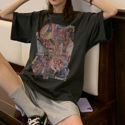 China Wholesale Anti-Shrink Cotton O-Neck T-Shirt Printed Oversized T Shirt For Casual Women for sale