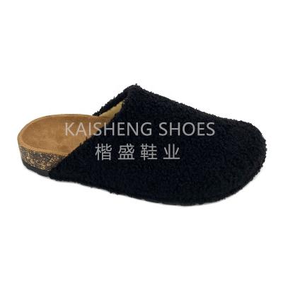 China CUSHIONING Custom Colors Plush Loafer Slides Slipper Women's Mules Slippers Women's Flat Sandal For Ladies Cork Shoes Sandals OEM for sale