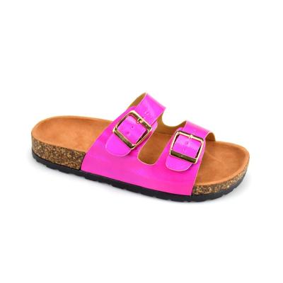 China Wholesale Fashion Trend Multi Slip On Sandal For Women Double Buckle Summer Slide Slippers Ladies Shoes Custom Multicolor Sandals OEM for sale