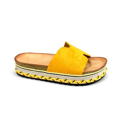 China Wholesale Fashion Trend Soft Suede Slide Sandal For Women Handmade Platform Hemp Rope Sandals Summer Slippers Ladies Shoes OEM Customized for sale