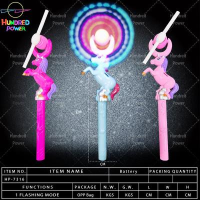 China Colorful LED Lights Unicorn Windmill Wholesale Flashing Magic Wand for sale