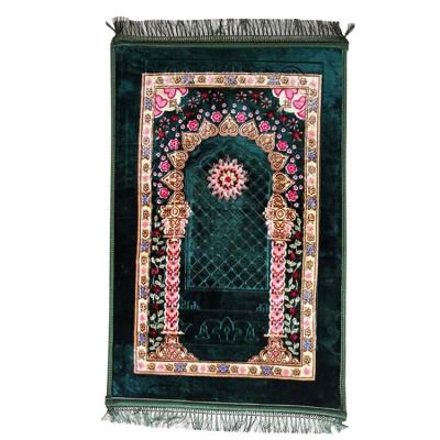 China Embossed personalized washable custom made non slip muslim islamic blanket prayer roll fluffy prayer rug for sale