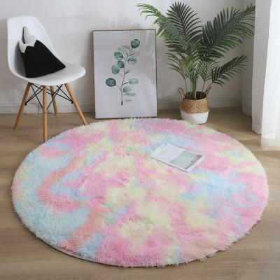 China Hot Sale Anti-skidding Soft Kids Shaggy Rug Dining Room Floor Mat Round Fluffy Carpet Washable for sale