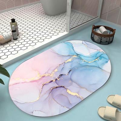 China Diatomaceous Earth Luxury Quick Dry Anti Slip Washable Customized Absorbent Foot Pads Bathroom Mats for sale