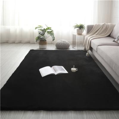 China Washable Hot Selling Fluffy 100% Polyester Living Room Area Rugs Faux Rabbit Fur Blanket Rug For Home for sale