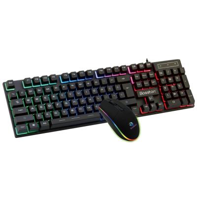 China High Quality Waterproof Colorful Led Ergonomic Cable Membrane Keyboard Mouse Electronic Combos for sale