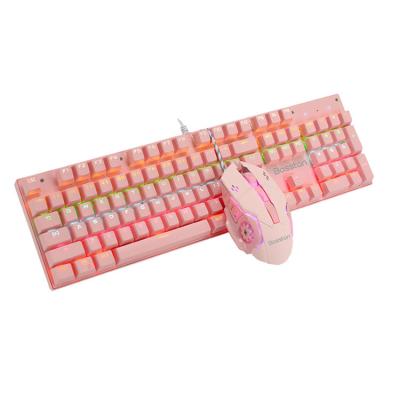 China Computer Wireless Usb Wired Mechanical Keyboards And Mouse Mouse Pink Gamer Gaming Keyboard Combos for sale