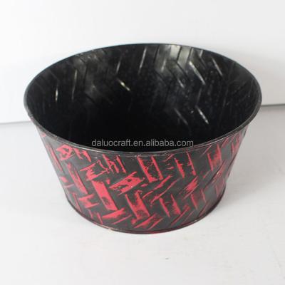 China Europe Tin Plant Pot Succulent Plant Pot With Wide Mouth Powder Coated Iron Drum for sale