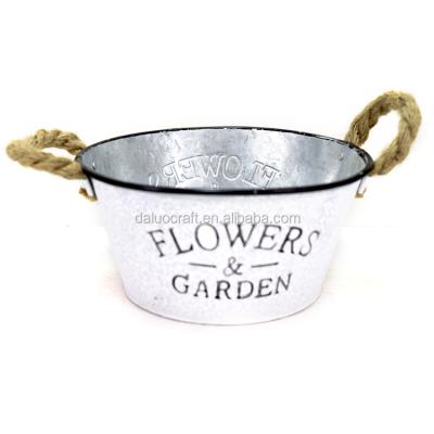 China Europe Flowe And Garden Logo Metal Flower Bucket Customized Logo Green Metal Bucket for sale