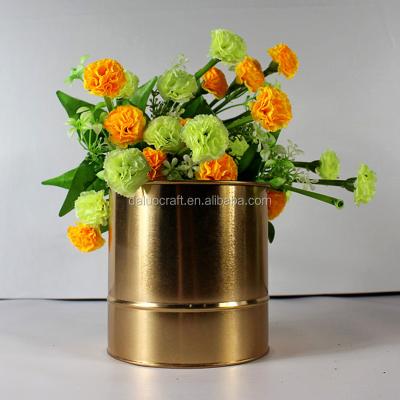 China Europe metal flower barrel with straight body tin flower barrel wedding party decorated flowerpot and exquisite candy pot for sale