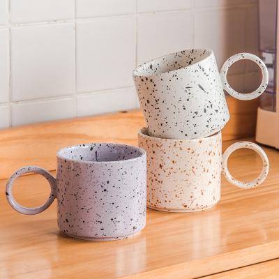 China 350ml Retro Viable Purple Stoneware Ceramic Cappuccino Coffee Mug Logo Pottery Custom Water Mug For Home And Office for sale