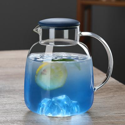 China Large Capacity Juice Jug Boiling Water Viable Nordic Cold Glass Cup Household Bottle Gradient Jug Set for sale