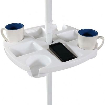 China Cheap Outdoor Furniture Hot Selling Outdoor Beach Umbrella Small White Plastic Tables With 4 Cup Holders for sale