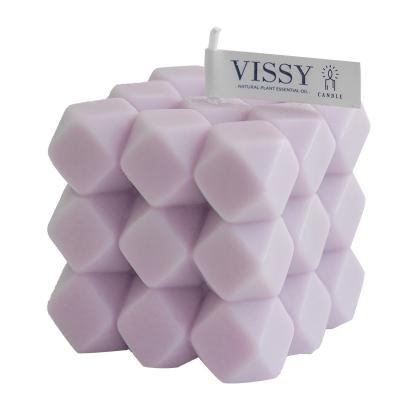 China New OEM Bubble Birthday ZC Candle Wedding Bedroom Square Candle Jar In Cube Decoration Rhombic Home Geometric Art Candle for sale