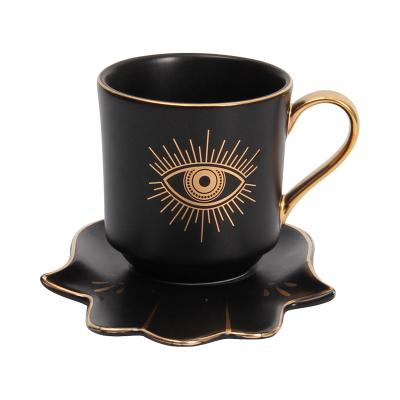 China NEW Personalized Turkish Moden ZC Mug Cup And Saucer Evil Eyes Mug Ceramic Birthday Gift Turkish Birthday Gifts For Women for sale