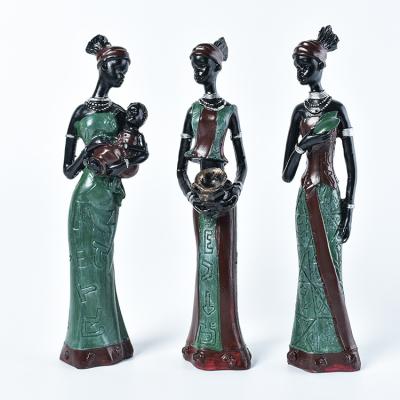 China Modern OEM ZC Woman Statue Decor Exotic African Statue Resin Art Piece Resin Epoxy Collectible For Sculpture Art Craft for sale