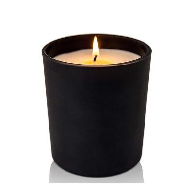 China Home Decoration ZC Single OEM Aromatherapy Glass Candle Cup With Lid Black Empty Glass Jar Candle Jar 300ml Glass Candle Can Be Customized for sale