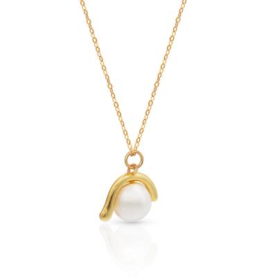 China Chris April FASHIONABLE In Stock 925 Sterling Silver 18K Gold Plated Shell Pearl Pendant Necklace for sale