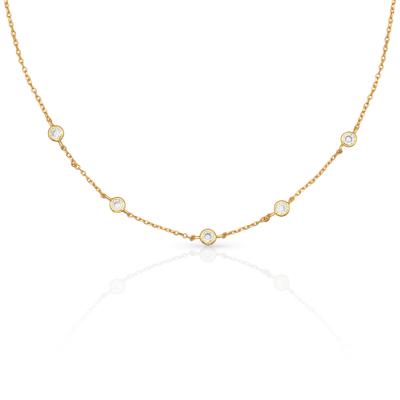 China Vintage Chris April In Stock 925 Sterling Silver Gold Plated Galaxy Zircon Choker Necklace for sale