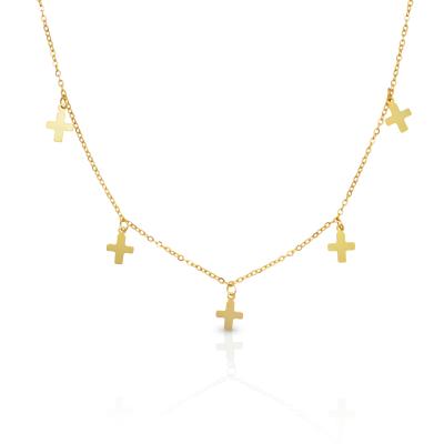 China Fashionable 925 Sterling Silver 18k Gold Plated Cross Collar Choker Necklace for sale