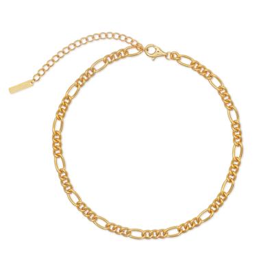 China Chris April TRENDY Current 18K Gold Plated Silver Fashion Design Figaro Chain 925 Necklace For Women for sale