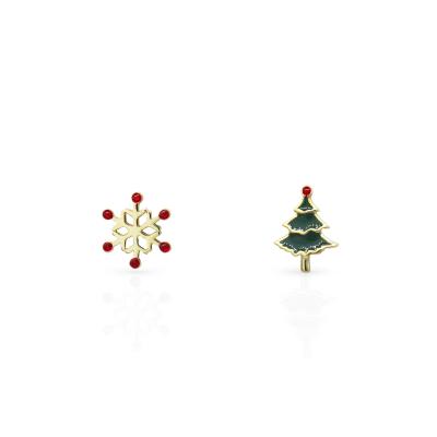 China Chris April Trendy Fine Jewelry 925 Sterling Silver Irregular Christmas Tree Snowflake Stud Earrings for sale