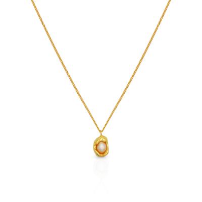 China Vintage Chril April Fine Jewelry 925 Sterling Silver Gold Plated Minimalist Natural Freshwater Shell Pearl Necklace for sale