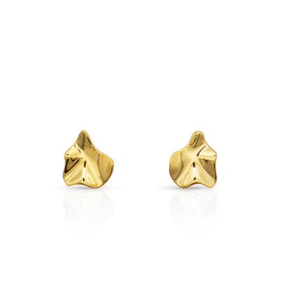 China Vintage Chril April 925 Sterling Silver Gold Plated Trendy Irregular Concave And Convex Geometric Earrings for sale