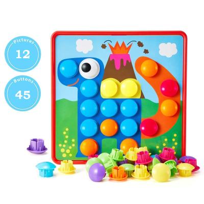 China Eco-Friendly Kindergarten Learning Educational Toys For Kids Color Matching Toy Button Art Mushroom Mosaic Pegboard Activity Set Mushroom Nail for sale