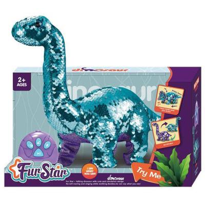 China Other Toys Reversible Electronic Disc Color-changing Toy Stuffed Sequins Remote Control Dinosaur Sequin Toys for sale