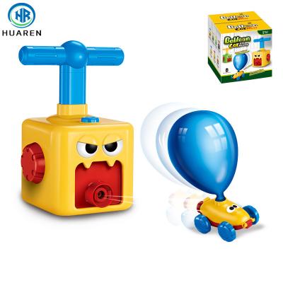 China Cute Cartoon Preschool Education Science Stem Toy Aerodynamic Car Air Balloon Powered Launcher Toy Car Set with Balloon for sale