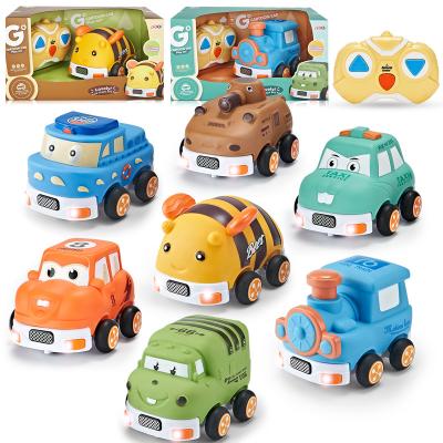 China Pre-Kindergarten 2.4G 2 Channel Hobby RC Mini Radio Soft Rubber Electric Car Cartoon Remote Control Toys For Baby Toddler for sale