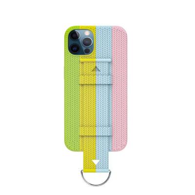 China Shockproof For Iphone 13 Series Woven Design Ring Holder Silicone Mobile Phone Case for sale