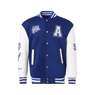 China QUICK DRY custom print logo fashion plus size casual cotton embroidery letterman stitching baseball jacket men dark blue for sale