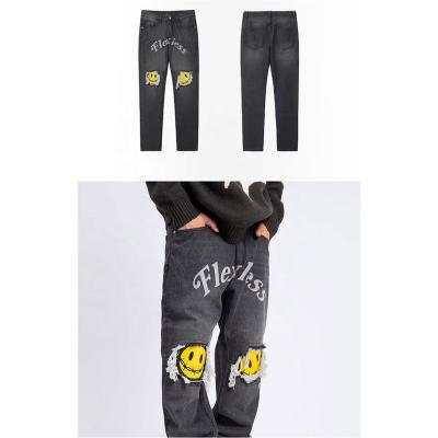 China High Quality QUICK DRY Hip Hop High Quality Blues Jeans Pants Stylish Black Embroidered Custom Loose Jeans For Men for sale