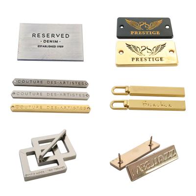 China 2021 custom brand logo label zinc alloy hardware accessory metal bags for handbags/hat/wallet metal label tag for sale